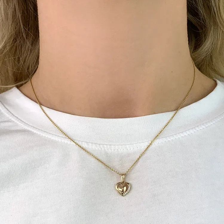 hart zirkoon hanger in 8 karaat goud - Gold Collection