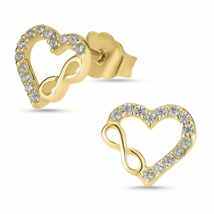 hart oorsteker in 8 karaat goud met zirkoon - Gold Collection