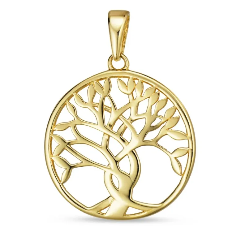 17 mm boom van het leven hanger in 8 karaat goud - Gold Collection