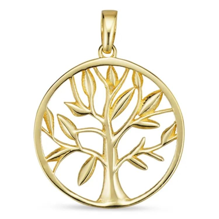 17 mm boom van het leven hanger in 8 karaat goud - Gold Collection