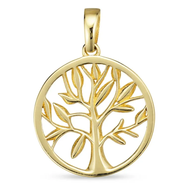 14 mm boom van het leven hanger in 8 karaat goud - Gold Collection