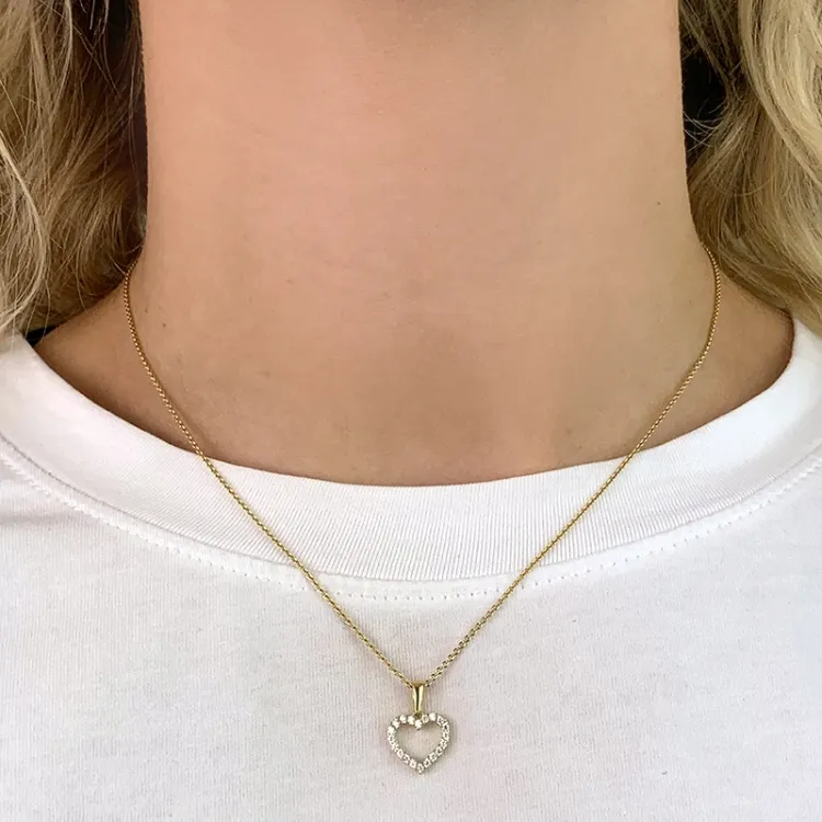 hart zirkoon hanger in 8 karaat goud - Gold Collection