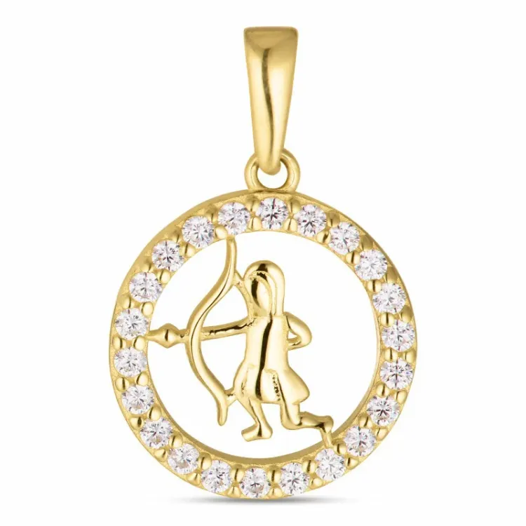 sterrenbeeld boogschutter zirkoon hanger in 8 karaat goud - Gold Collection
