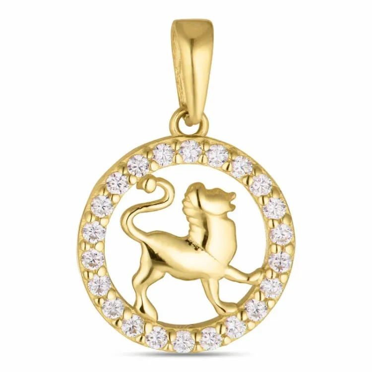 sterrenbeeld leeuw zirkoon hanger in 8 karaat goud - Gold Collection