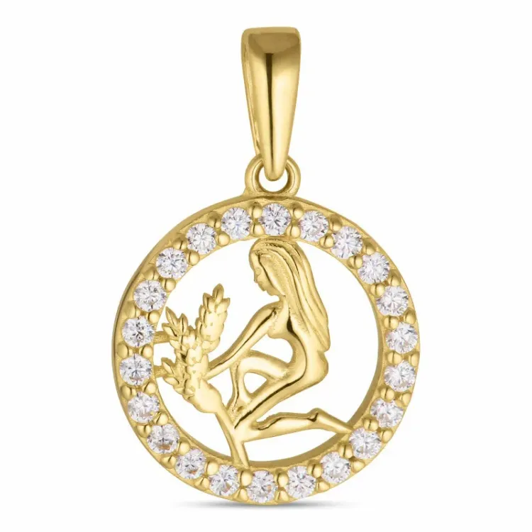 sterrenbeeld maagd zirkoon hanger in 8 karaat goud - Gold Collection