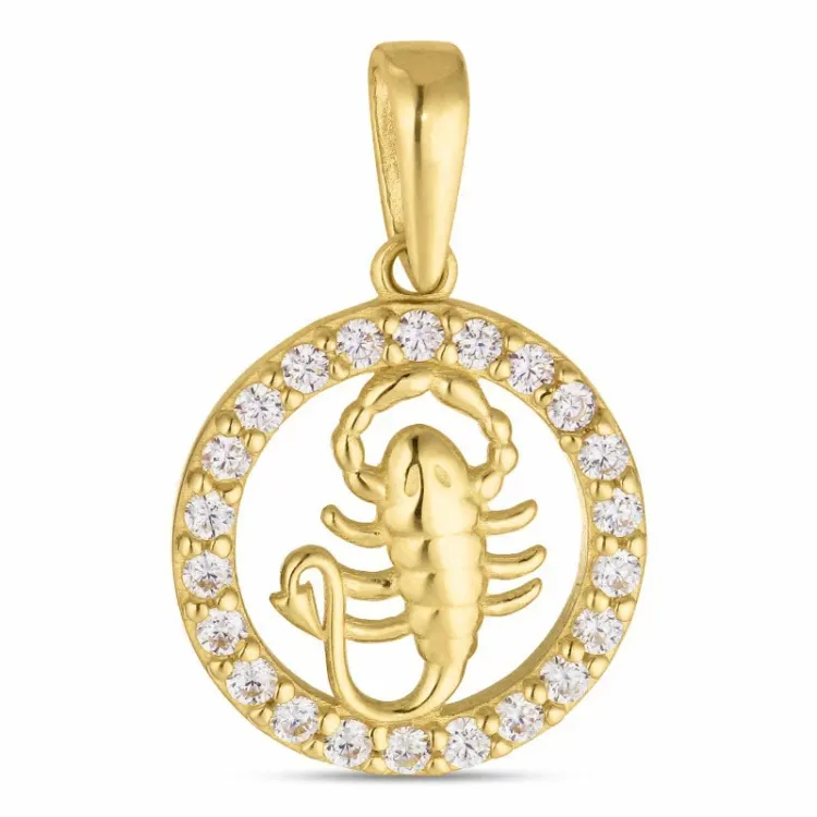 sterrenbeeld kreeft zirkoon hanger in 8 karaat goud - Gold Collection