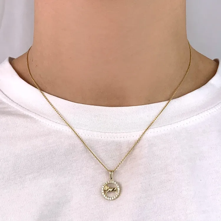 sterrenbeeld ram zirkoon hanger in 8 karaat goud - Gold Collection