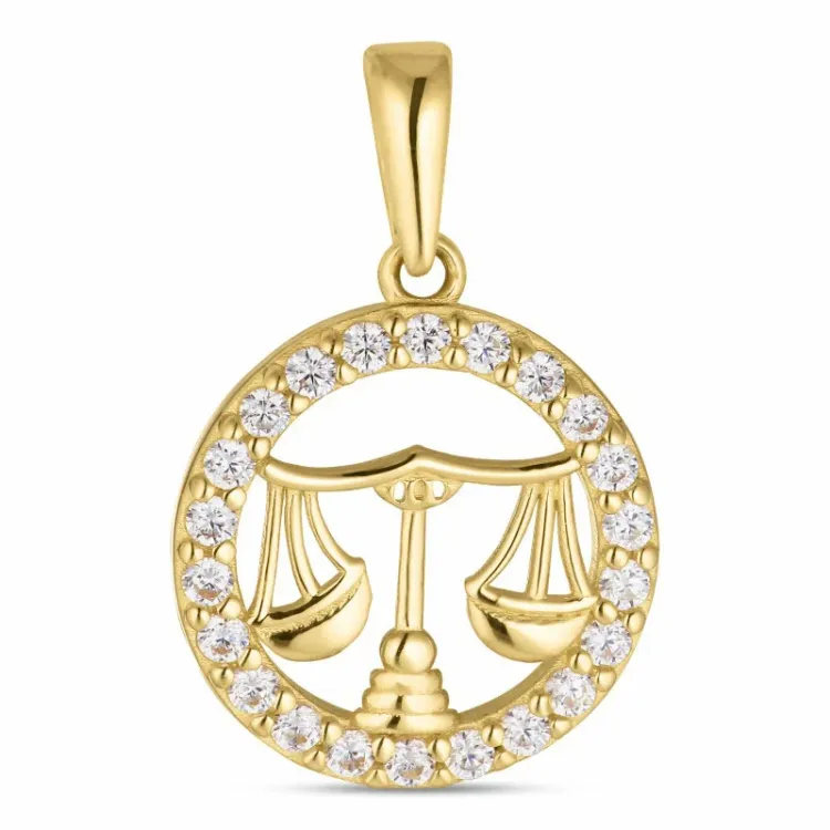sterrenbeeld weegschaal zirkoon hanger in 8 karaat goud - Gold Collection