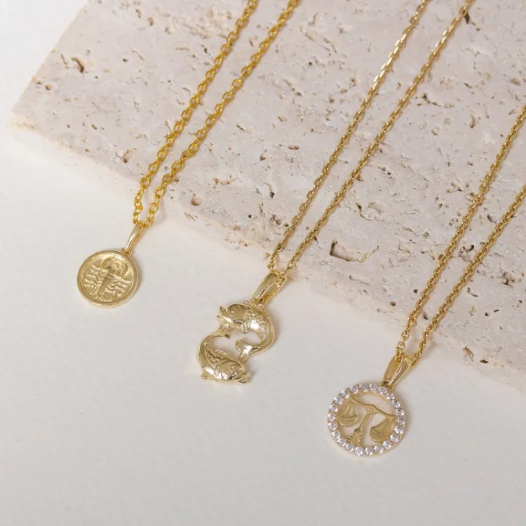 sterrenbeeld weegschaal zirkoon hanger in 8 karaat goud - Gold Collection