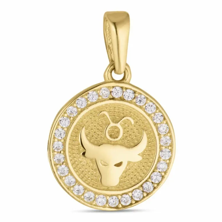 sterrenbeeld stier zirkoon hanger in 8 karaat goud - Gold Collection
