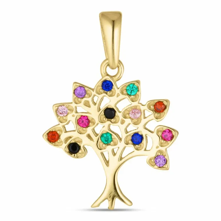 boom van het leven zirkoon hanger in 8 karaat goud - Gold Collection