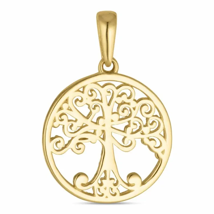 14,5 mm boom van het leven hanger in 8 karaat goud - Gold Collection