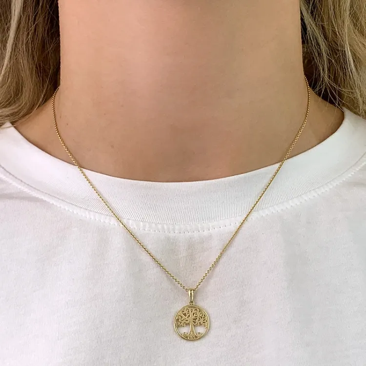14,5 mm boom van het leven hanger in 8 karaat goud - Gold Collection