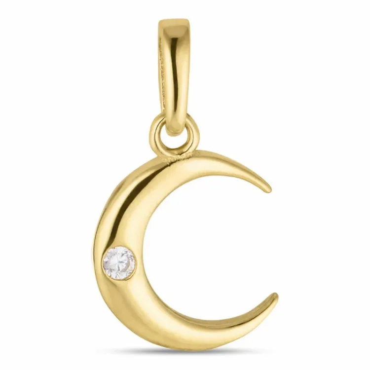 maan zirkoon hanger in 8 karaat goud - Gold Collection