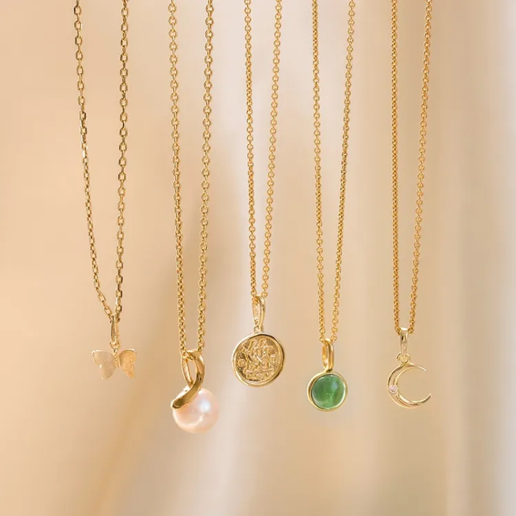 maan zirkoon hanger in 8 karaat goud - Gold Collection