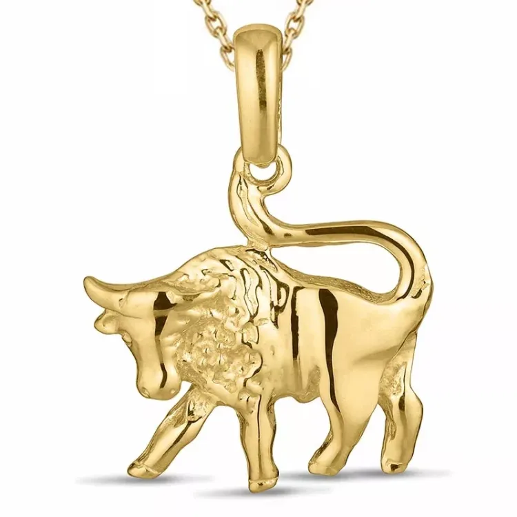 sterrenbeeld stier ketting in verguld sterlingzilver met hanger in 8 karaat goud - Gold Collection