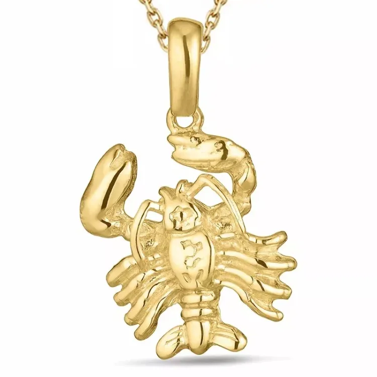 sterrenbeeld kreeft ketting in verguld sterlingzilver met hanger in 8 karaat goud - Gold Collection