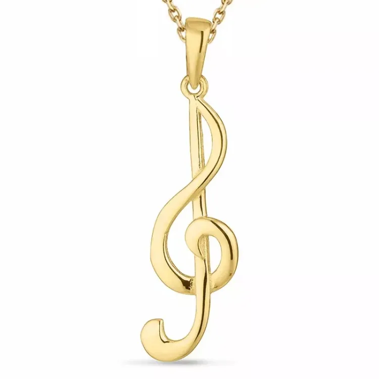 noot ketting in verguld sterlingzilver met hanger in 8 karaat goud - Gold Collection