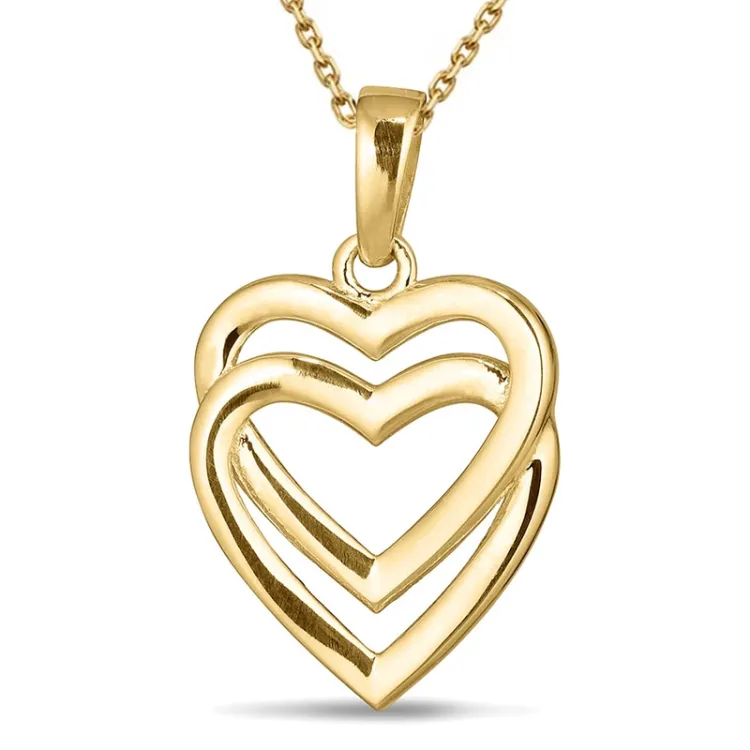 hart ketting in verguld sterlingzilver met hanger in 8 karaat goud - Gold Collection