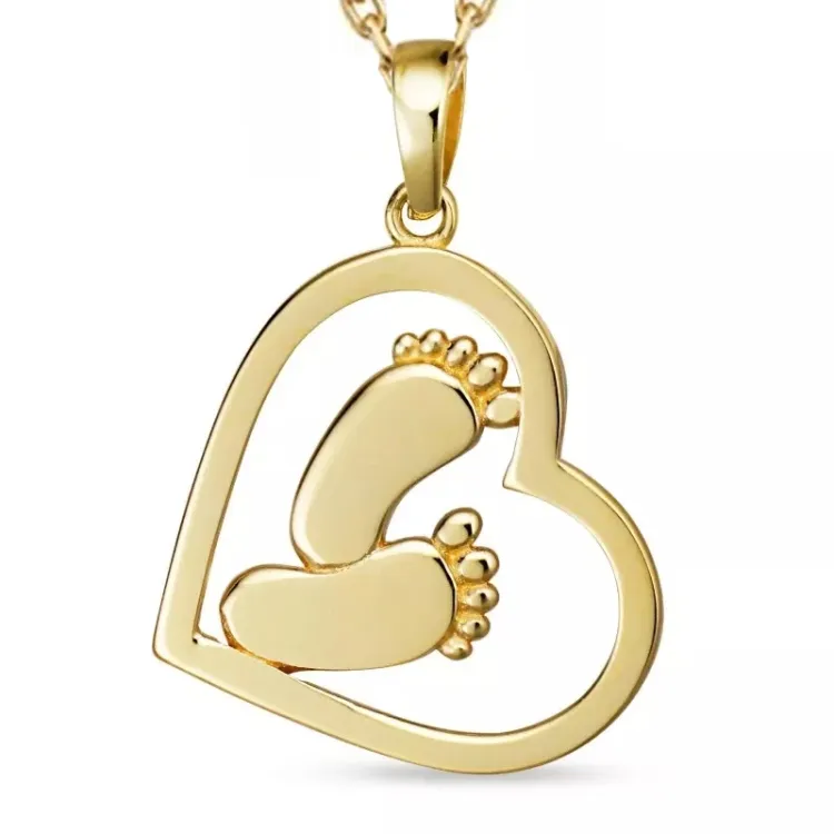 hart ketting in verguld sterlingzilver met hanger in 8 karaat goud - Gold Collection
