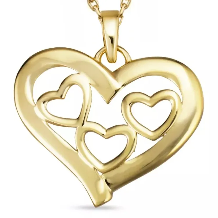 hart ketting in verguld sterlingzilver met hanger in 8 karaat goud - Gold Collection