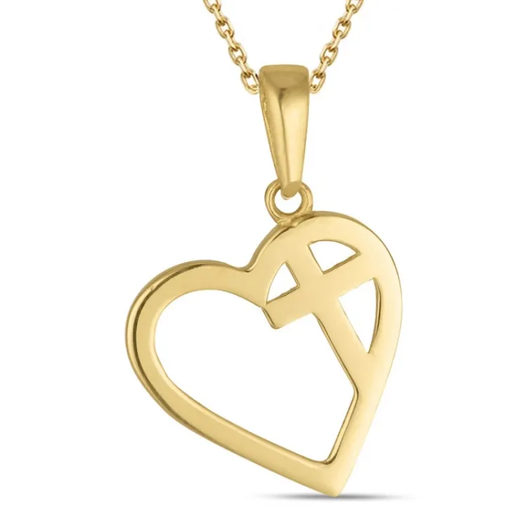 hart ketting in verguld sterlingzilver met hanger in 8 karaat goud