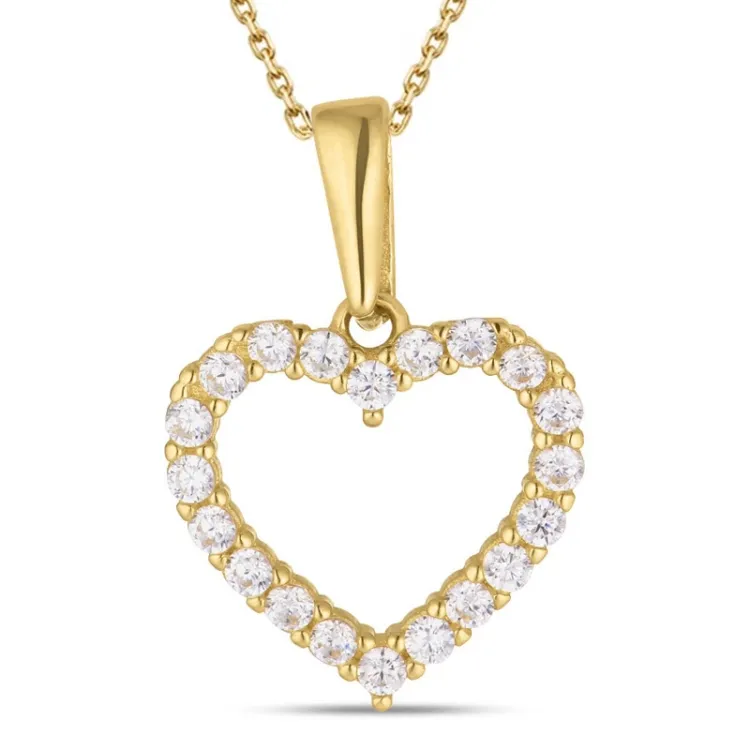 hart ketting in verguld sterlingzilver met hanger in 8 karaat goud - Gold Collection