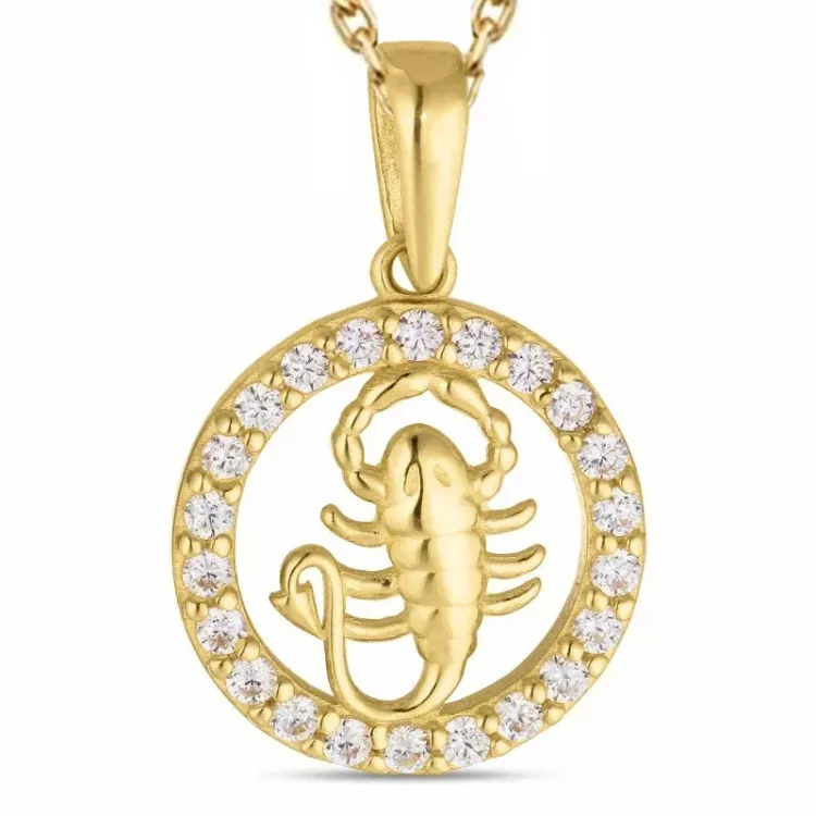 sterrenbeeld kreeft zirkoon ketting in verguld sterlingzilver met hanger in 8 karaat goud - Gold Collection