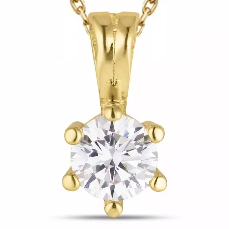 zirkoon ketting in verguld sterlingzilver met hanger in 8 karaat goud - Gold Collection