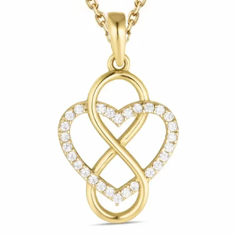 hart infinity zirkoon ketting in verguld sterlingzilver met hanger in 8 karaat goud - Gold Collection