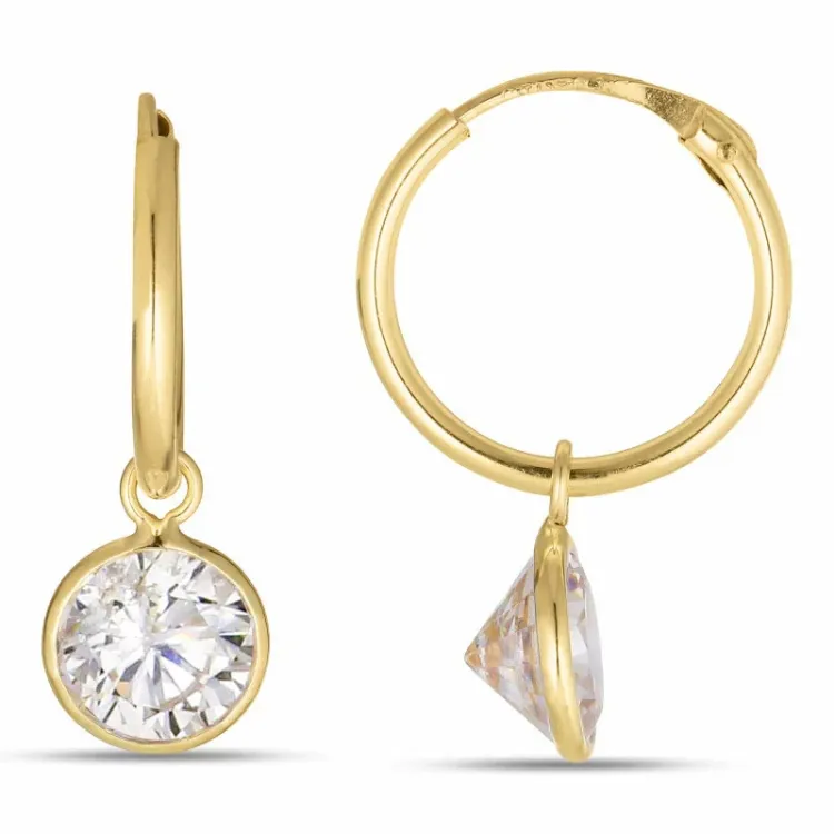 12 mm creool in 9 karaat goud met zirkoon - Gold Collection