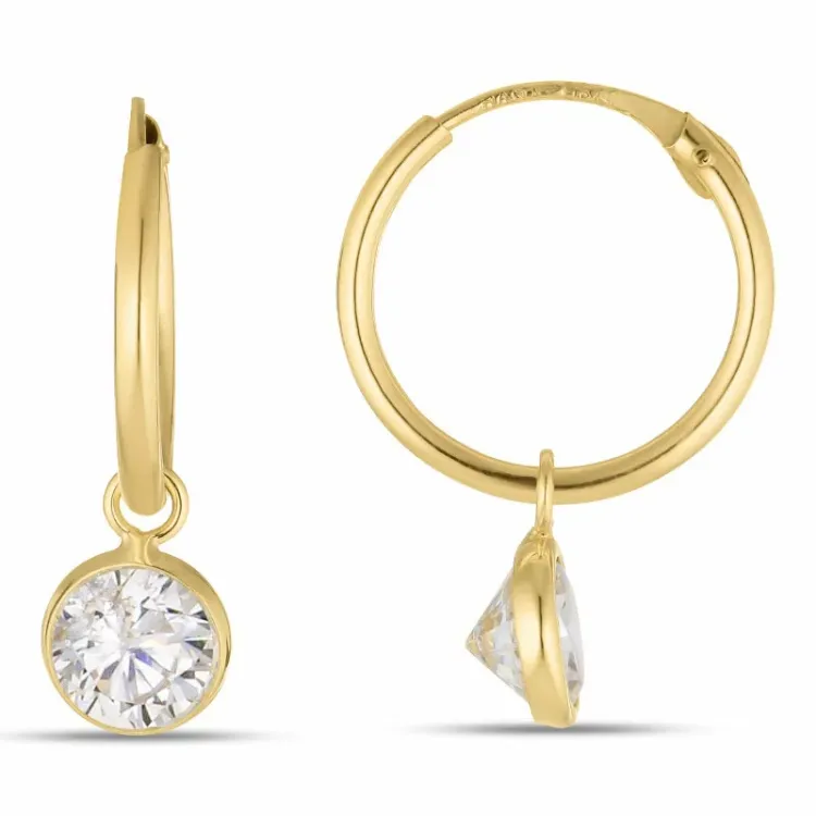 12 mm creool in 9 karaat goud met zirkoon - Gold Collection