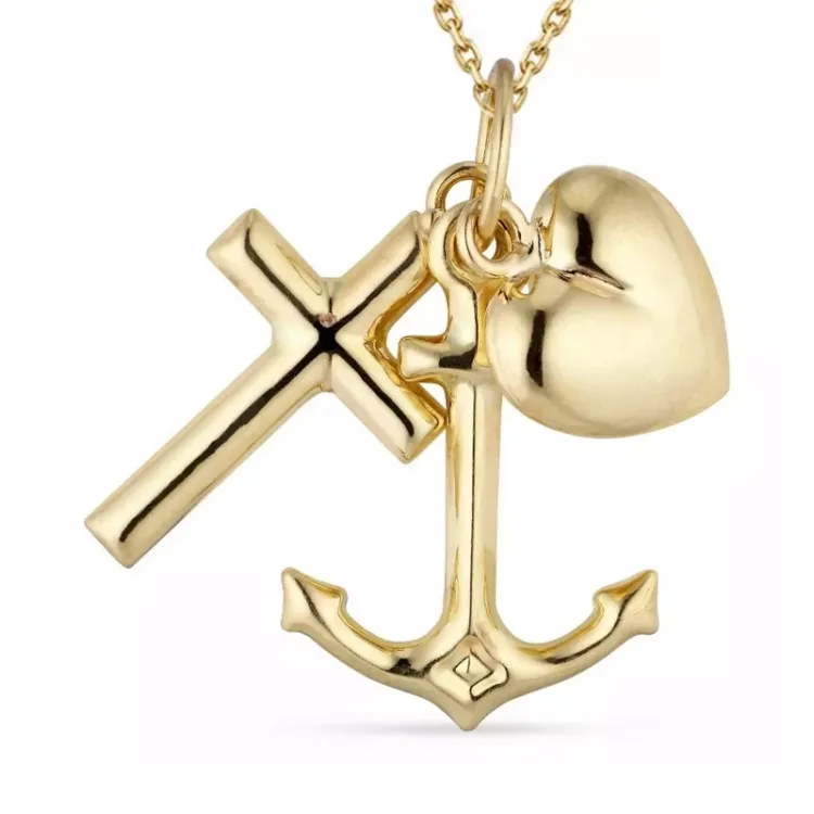 geloof-hoop-liefde ketting in verguld sterlingzilver met hanger in 9 karaat goud - Amoré