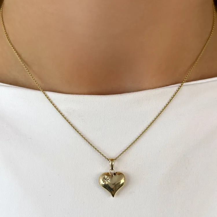 hart zirkoon ketting in verguld sterlingzilver met hanger in 9 karaat goud - Amoré