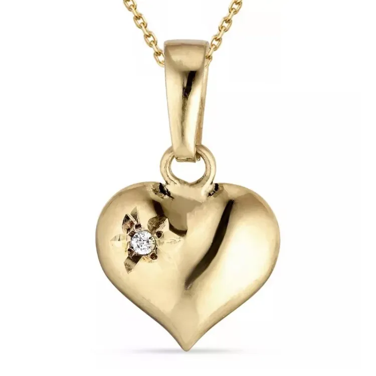 hart zirkoon ketting in verguld sterlingzilver met hanger in 9 karaat goud - Amoré