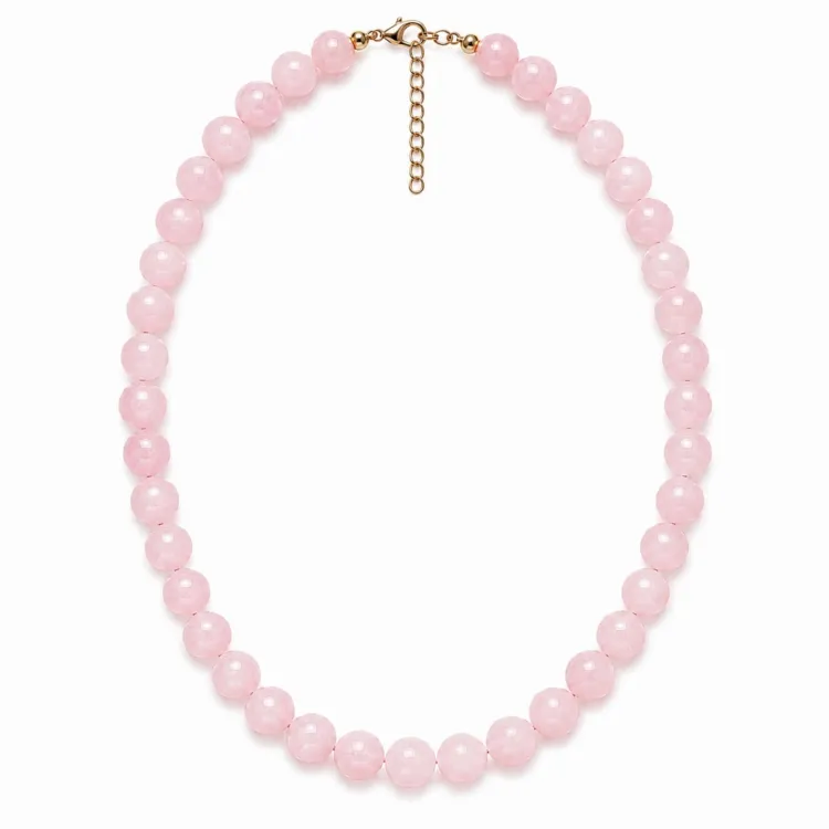 roze kwarts ketting in verguld staal - AURA