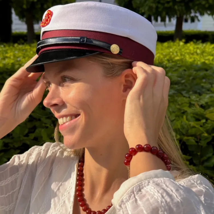 rode agaat ketting in verguld staal - AURA