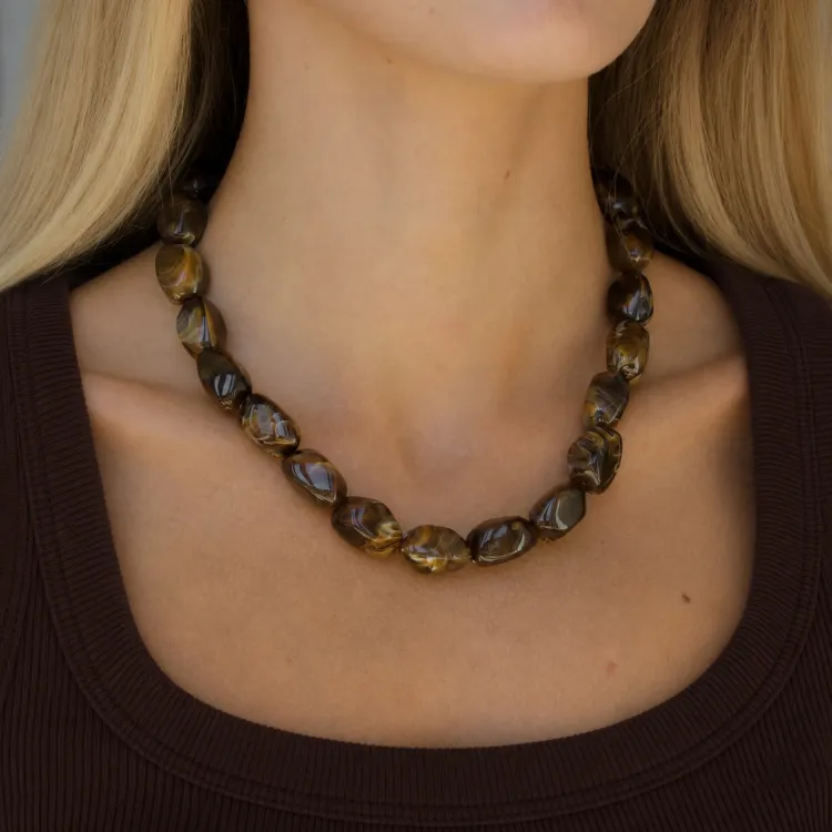 acryl ketting in verguld staal - AURA