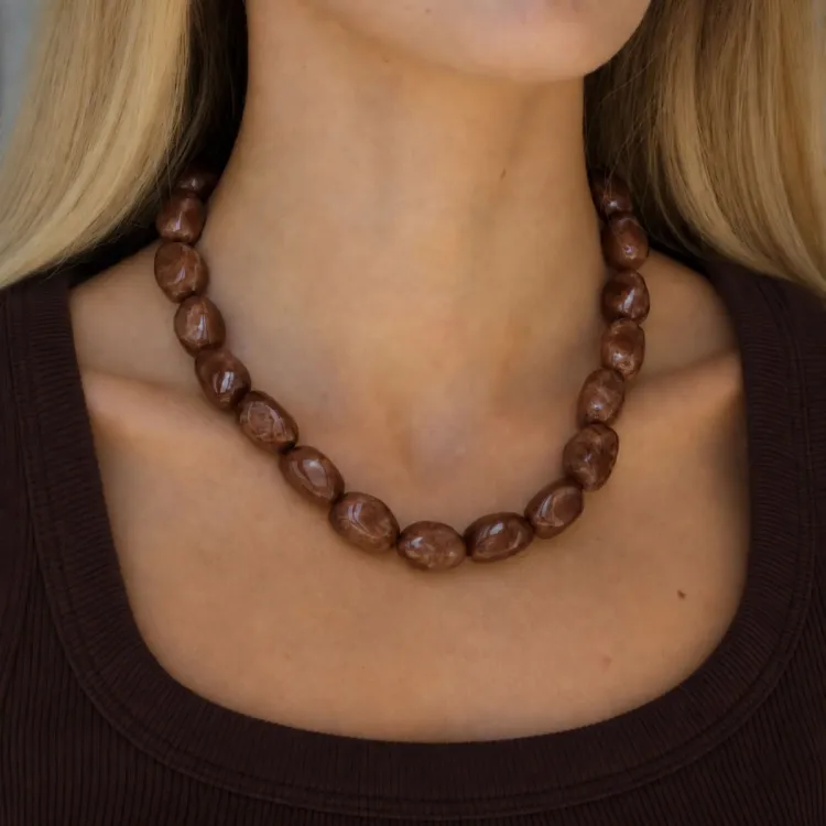 acryl ketting in verguld staal - AURA