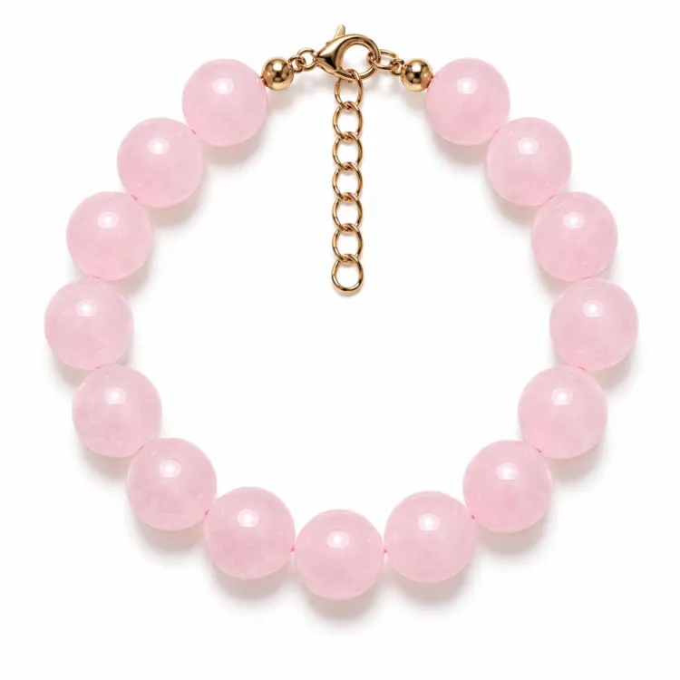 roze kwarts armband in verguld staal - AURA