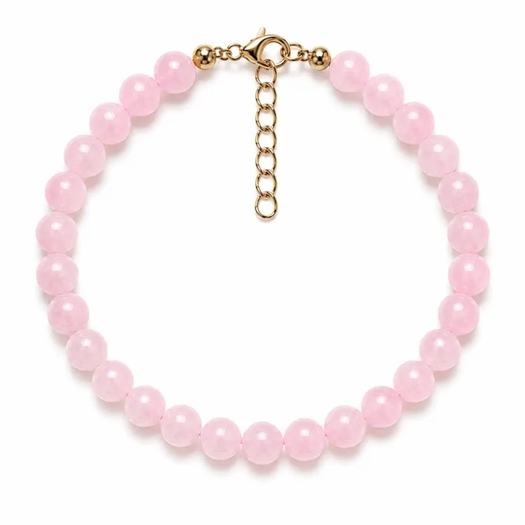 roze kwarts armband in verguld staal - AURA
