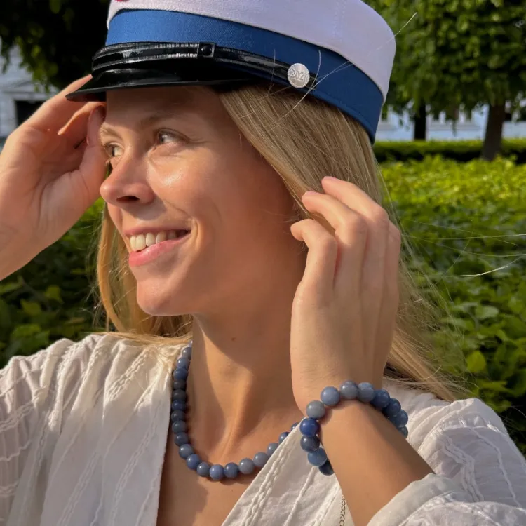 blauwe aventurijn armband in verguld staal - AURA