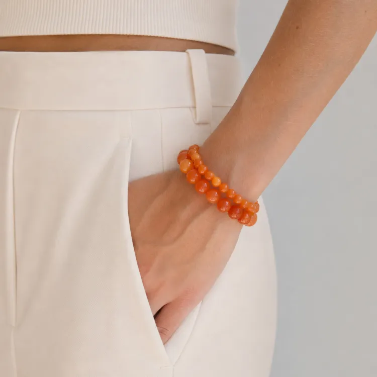geel calcedon armband in verguld staal - AURA