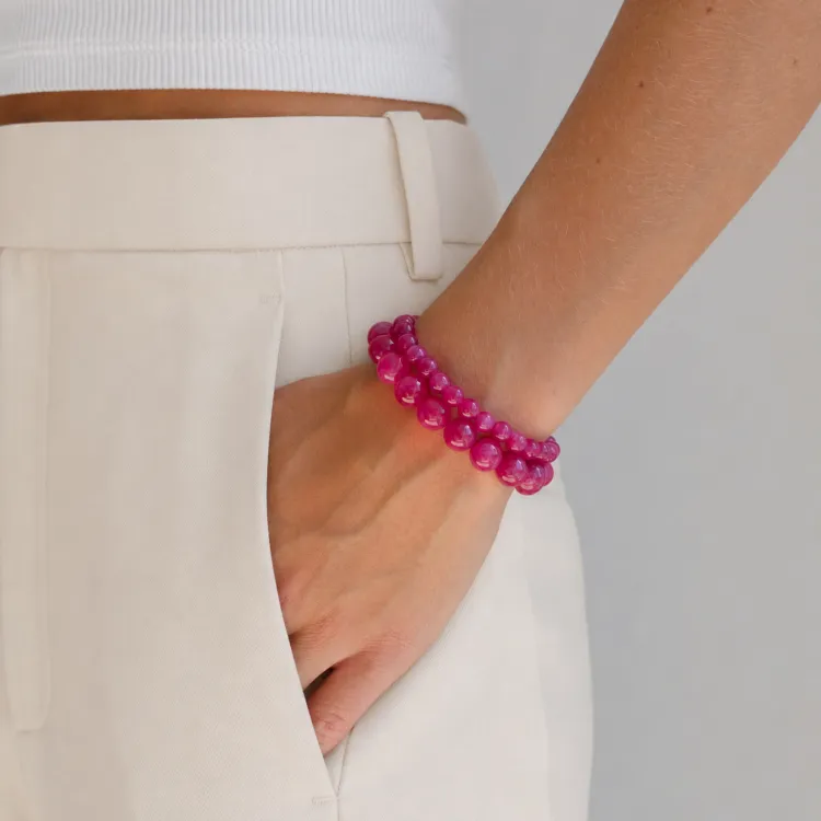 roze toermalijn armband in verguld staal - AURA