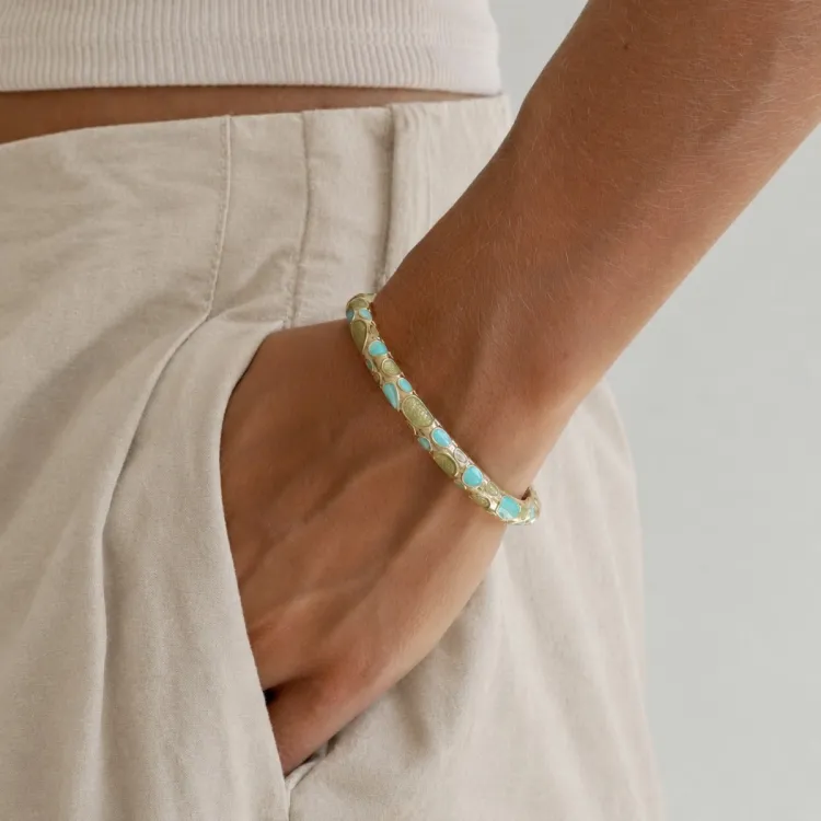 waterproof groen bangle in verguld staal - OCEANA