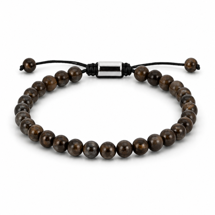 bronziet armband in nylon met verstelbaar koord