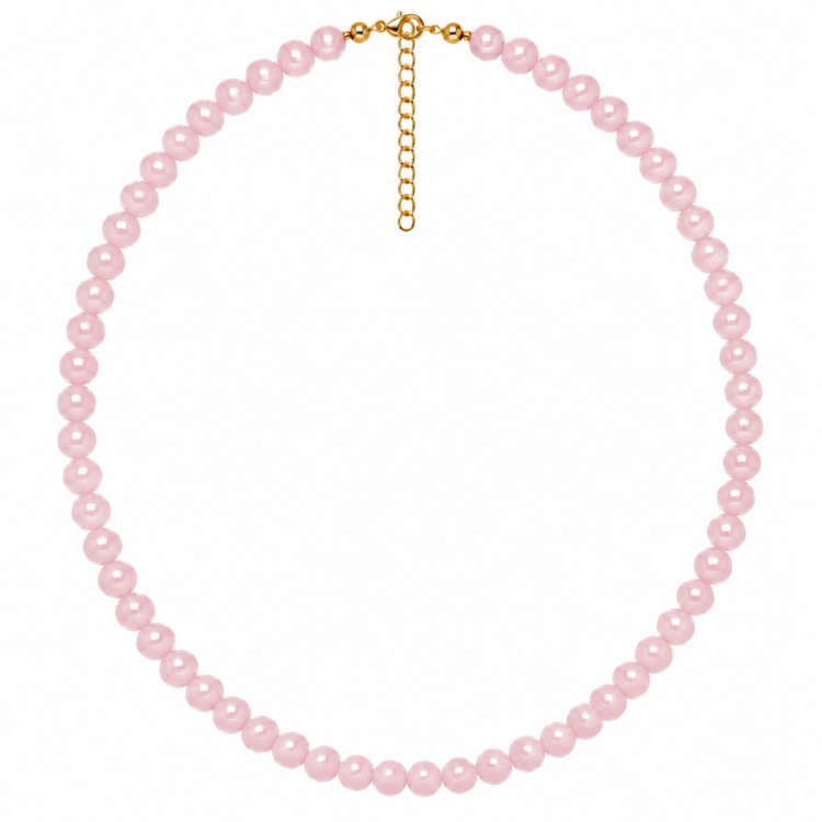roze kwarts ketting in verguld staal - AURA