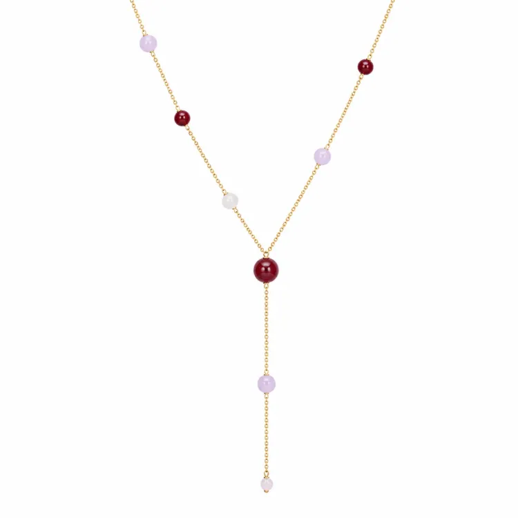 agaat Y-ketting in verguld staal - AURA