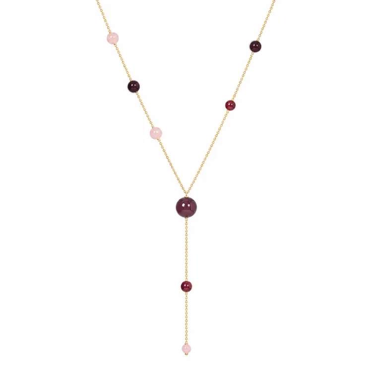 granaat Y-ketting in verguld staal - AURA