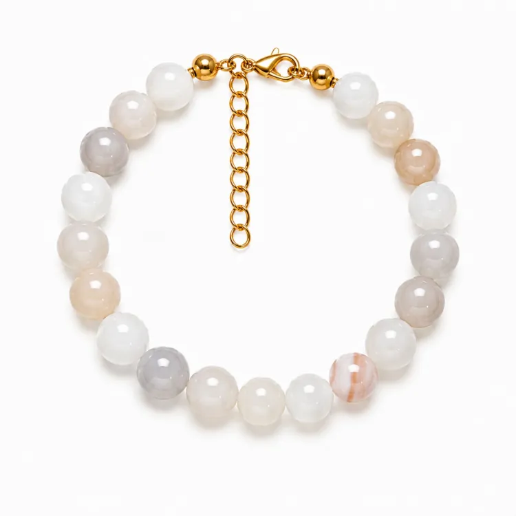 witte mosagaat armband in verguld staal - AURA